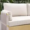 Costra 3-Piece Outdoor Rope Weave Swivel Sofa Set with Coffee Table in Ivory for 4