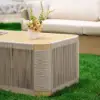 Costra 3-Piece Outdoor Rope Weave Swivel Sofa Set with Coffee Table in Ivory for 4
