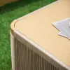 Costra 3-Piece Outdoor Rope Weave Swivel Sofa Set with Coffee Table in Ivory for 4