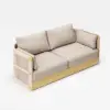 Costra 3-Piece Outdoor Rope Weave Swivel Sofa Set with Coffee Table in Ivory for 4