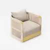 Costra 3-Piece Outdoor Rope Weave Swivel Sofa Set with Coffee Table in Ivory for 4