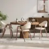 Modern Warm White Linen Dining Chair with Upholstered, 2 Pieces