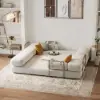 Picture of 205 cm 3-Seater Chenille Velvet 4-in-1 Futon Convertible Sleeper Sofa
