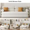 Picture of 205 cm 3-Seater Chenille Velvet 4-in-1 Futon Convertible Sleeper Sofa