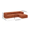 3023 mm 4-Piece Velvet Channel Tufted Upholstered Modular Sectional Sofa