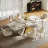 Silexa Modern 2007 mm – 2413 mm Extendable Rectangular Glossy Sintered Stone Dining Table, Seats 6–10 – AUD-H1553