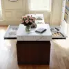 1850mm-2350mm Extendable White&Walnut Kitchen Island with Storage Kitchen Cabinet