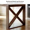 1850mm-2350mm Extendable White&Walnut Kitchen Island with Storage Kitchen Cabinet