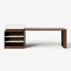 1850mm-2350mm Extendable White&Walnut Kitchen Island with Storage Kitchen Cabinet