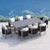 Picture of 9-Pieces Faux Marble Outdoor Dining Set with Woven Rope Chairs for 8 Person (2200mm)