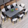 Picture of 9-Pieces Faux Marble Outdoor Dining Set with Woven Rope Chairs for 8 Person (2200mm)