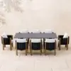 Picture of 9-Pieces Faux Marble Outdoor Dining Set with Woven Rope Chairs for 8 Person (2200mm)