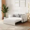 135 cm 1-Seater White Corduroy Convertible Sleeper Sofa with Storage & Pillows – AUD-H1559