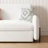 135 cm 1-Seater White Corduroy Convertible Sleeper Sofa with Storage & Pillows – AUD-H1559