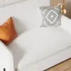 135 cm 1-Seater White Corduroy Convertible Sleeper Sofa with Storage & Pillows – AUD-H1559