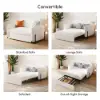 135 cm 1-Seater White Corduroy Convertible Sleeper Sofa with Storage & Pillows – AUD-H1559