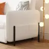 135 cm 1-Seater White Corduroy Convertible Sleeper Sofa with Storage & Pillows – AUD-H1559
