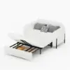 135 cm 1-Seater White Corduroy Convertible Sleeper Sofa with Storage & Pillows – AUD-H1559