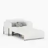 135 cm 1-Seater White Corduroy Convertible Sleeper Sofa with Storage & Pillows – AUD-H1559