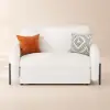 135 cm 1-Seater White Corduroy Convertible Sleeper Sofa with Storage & Pillows – AUD-H1559