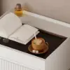 Floating White Nightstand with Glass Top & Jewelry Storage Bedside Table Set of 2