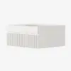 Floating White Nightstand with Glass Top & Jewelry Storage Bedside Table Set of 2