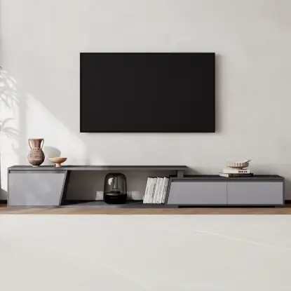 Picture of Fero 180 - 280 cm Extendable TV Unit with 3 Drawers – Engineered Wood – Gray Reversible Stand