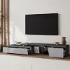 Fero 180 - 280 cm Extendable TV Unit with 3 Drawers – Engineered Wood – Gray Reversible Stand