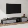 Fero 180 - 280 cm Extendable TV Unit with 3 Drawers – Engineered Wood – Gray Reversible Stand