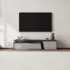 Fero 180 - 280 cm Extendable TV Unit with 3 Drawers – Engineered Wood – Gray Reversible Stand