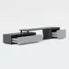 Fero 180 - 280 cm Extendable TV Unit with 3 Drawers – Engineered Wood – Gray Reversible Stand
