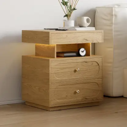 Picture of Krila Floating 3-Drawer LED Smart Bedside Table with Light – Rectangular