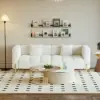 Picture of Axial Boucle Upholstered Accent Chair 2007 mm Boucle Fluted Sofa with Gold Legs & Pillows – AUD-H1569