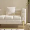 Picture of Axial Boucle Upholstered Accent Chair 2007 mm Boucle Fluted Sofa with Gold Legs & Pillows – AUD-H1569
