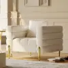 Picture of Axial Boucle Upholstered Accent Chair 2007 mm Boucle Fluted Sofa with Gold Legs & Pillows – AUD-H1569