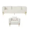 Picture of Axial Boucle Upholstered Accent Chair 2007 mm Boucle Fluted Sofa with Gold Legs & Pillows – AUD-H1569