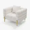 Picture of Axial Boucle Upholstered Accent Chair 2007 mm Boucle Fluted Sofa with Gold Legs & Pillows – AUD-H1569
