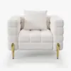 Picture of Axial Boucle Upholstered Accent Chair 2007 mm Boucle Fluted Sofa with Gold Legs & Pillows – AUD-H1569