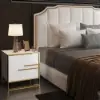 Minimalist Design Nightstand with 2 Drawers with Gold Base Set of 2