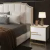 Minimalist Design Nightstand with 2 Drawers with Gold Base Set of 2