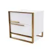 Minimalist Design Nightstand with 2 Drawers with Gold Base Set of 2