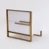 Minimalist Design Nightstand with 2 Drawers with Gold Base Set of 2