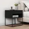 Black Modern Nightstand with Drawer and Black Metal Base Set of 2