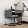 Gray Bedroom Nightstand with Drawer Bedside Table Metal Base Set of 2