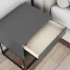 Gray Bedroom Nightstand with Drawer Bedside Table Metal Base Set of 2