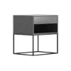 Gray Bedroom Nightstand with Drawer Bedside Table Metal Base Set of 2
