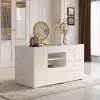 Picture of Luxury White 150 cm Glass Top Walk in Closet Island with Makeup Station and Jewelry Display