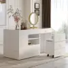 Picture of Luxury White 150 cm Glass Top Walk in Closet Island with Makeup Station and Jewelry Display