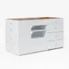 Picture of Luxury White 150 cm Glass Top Walk in Closet Island with Makeup Station and Jewelry Display