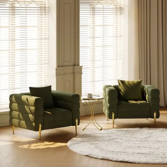 Aurora Boucle Upholstered Accent Chair in Gold Finish Set of 2
